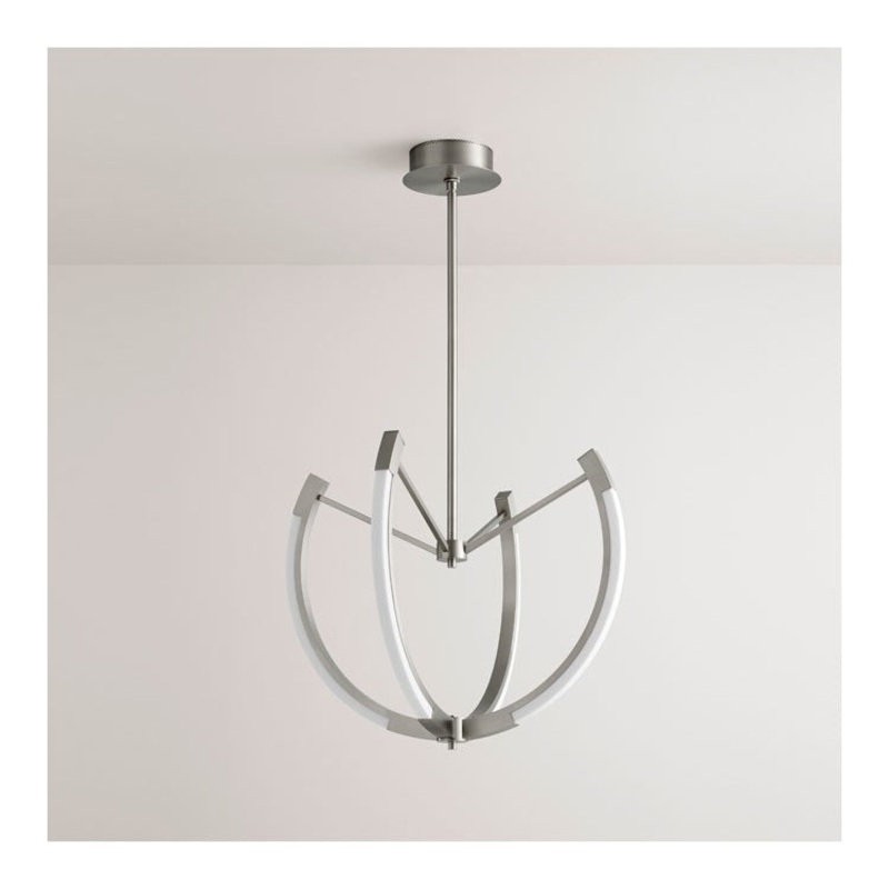 Utopia Four-Light 28″ LED Chandelier – Satin Nickel