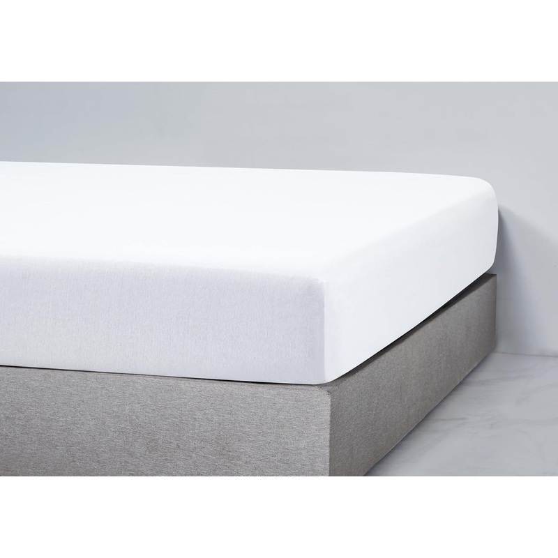 100% Jersey Cotton Soft Stretchy Breathable Fitted Sheet – White – Queen Size