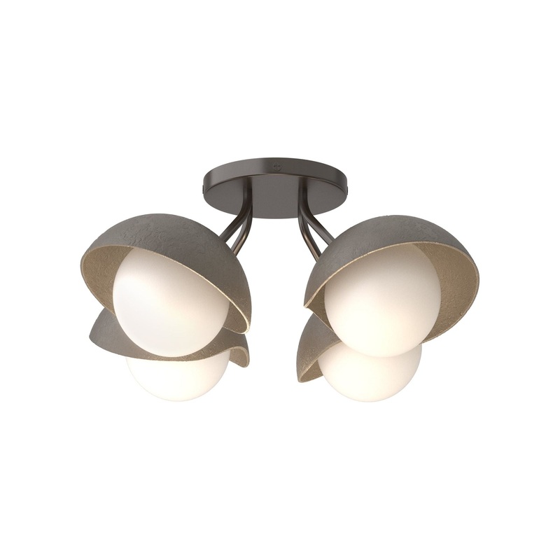 Brooklyn 4-Light Single Shade Semi-Flush Oil Rubbed Bronze Dark Smoke