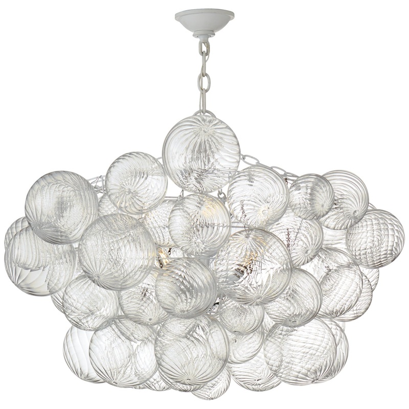 Eight Light Chandelier from the Talia Collection in Plaster White And Clear Swirled Glass Finish by Visual Comfort Signature