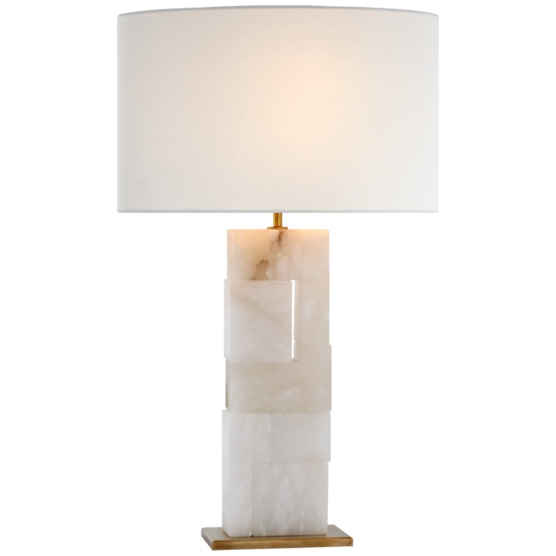 LED Table Lamp from the Ashlar Collection in Alabaster And Hand-Rubbed Antique Brass Finish by Visual Comfort Signature