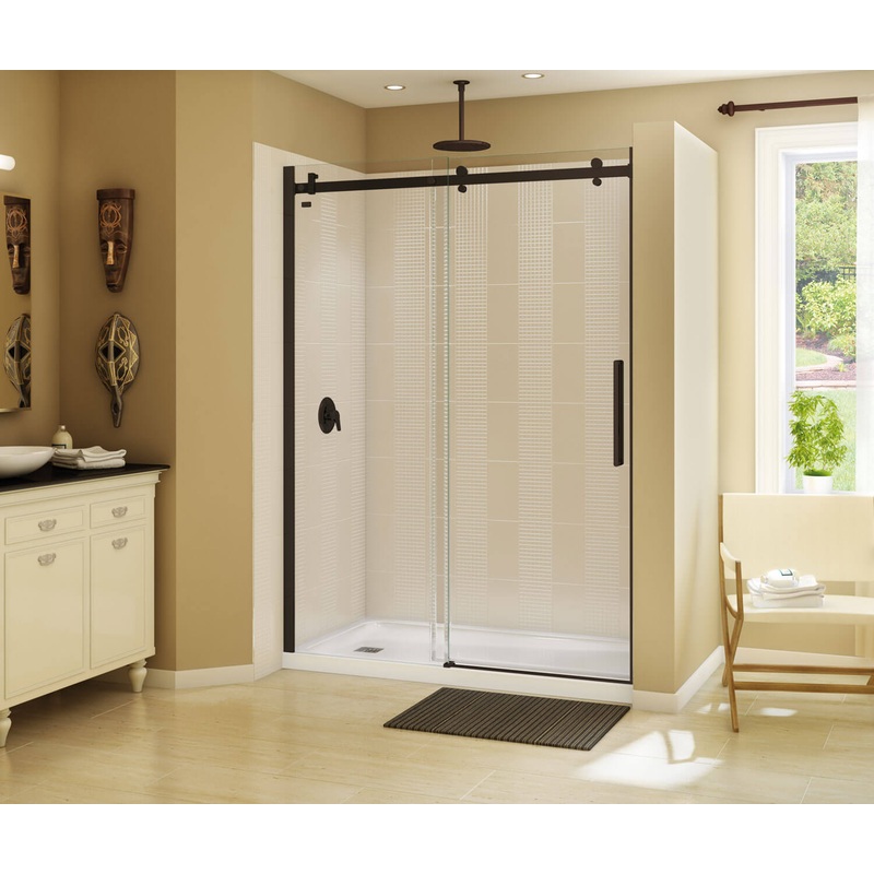 MAAX 138997-900-173-000 Halo 56 -59 x 78  in. 8mm Sliding Shower Door for Alcove Installation with Clear glass in Dark Bronze