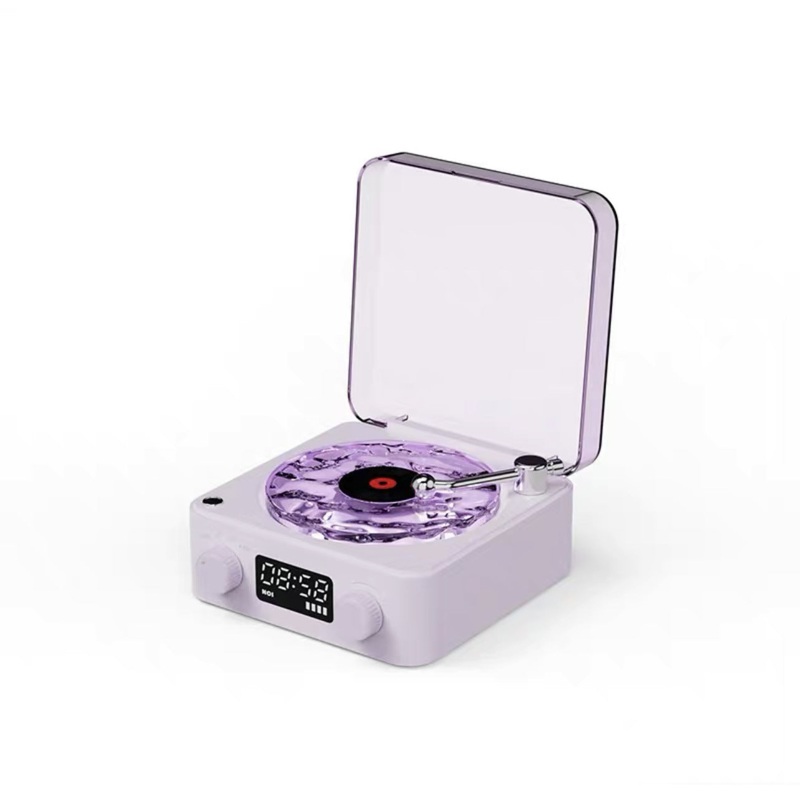Purple Waves Retro Bluetooth Speaker Clock with Ambient Light Projector