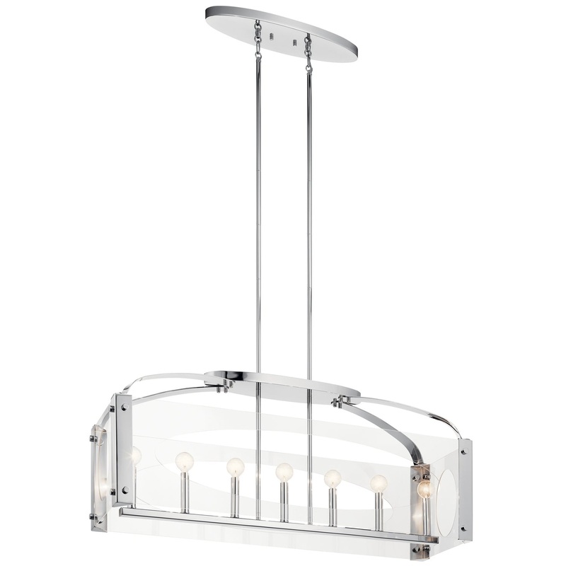 Seven Light Linear Chandelier from the Pytel Collection in Chrome Finish by Kichler