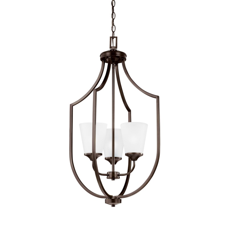 Three Light Hall / Foyer Pendant from the Hanford Collection in Bronze Finish by Generation Lighting