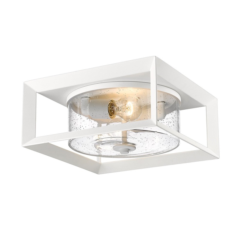 Two Light Outdoor Flush Mount from the Smyth NWT Collection in Natural White Finish by Golden