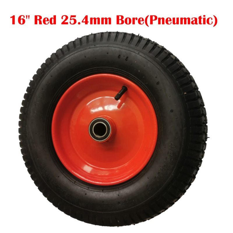 16″ Red 25.4mm BorePneumatic Tire Steel Rim for Hand Trolley Cart