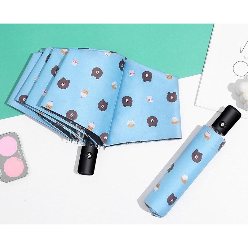 Auto Open/Close 8-Rib Sun & Rain Umbrella – 98cm UV Protection Canopy(sky blue)