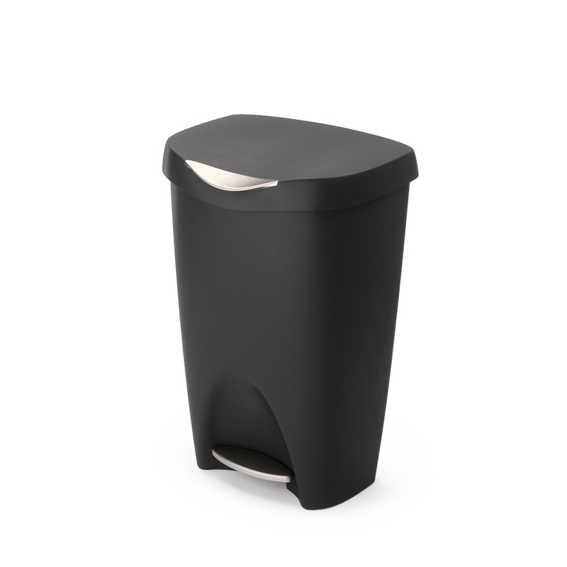 Brim 13 Gallon (50L) Trash Can with Lid Black/Nickel