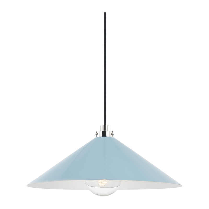 Clivedon 1-Light Pendant Polished Nickel/Blue Bird
