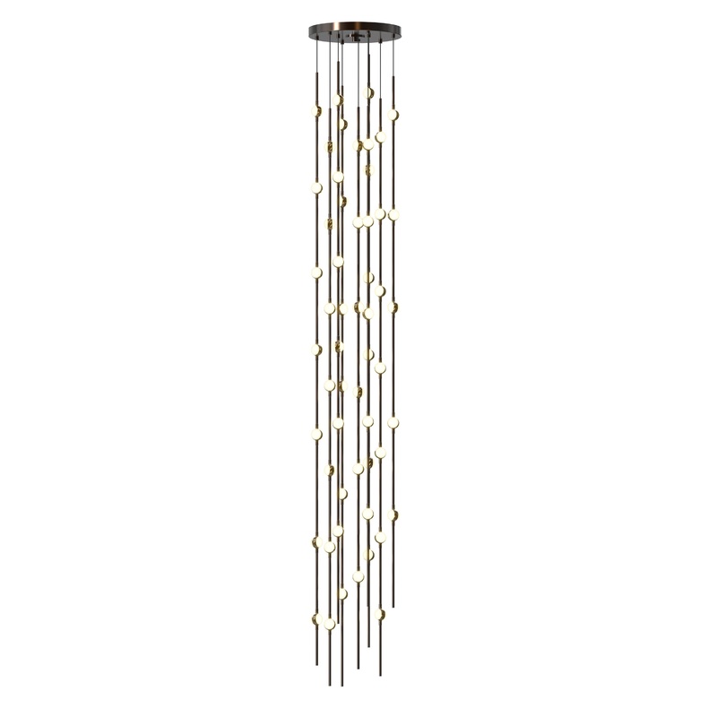 Constellation Andromeda Tall 12″ Round LED Pendant Espresso Black with White Optical Acrylic 3000K 10′ Adjustable Cord