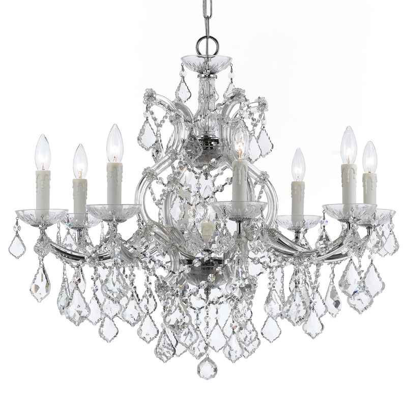 Crystorama 4408-CH-CL-MWP Maria Theresa Nine Light Chandelier Polished Chrome
