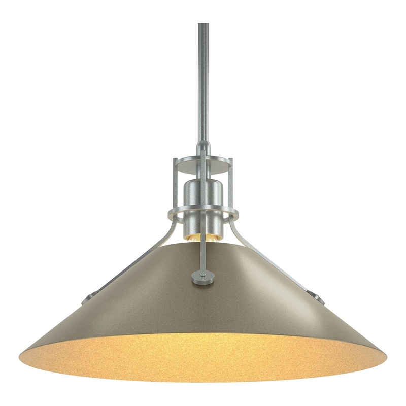 Henry Medium Steel Shade Pendant Vintage Platinum Soft Gold