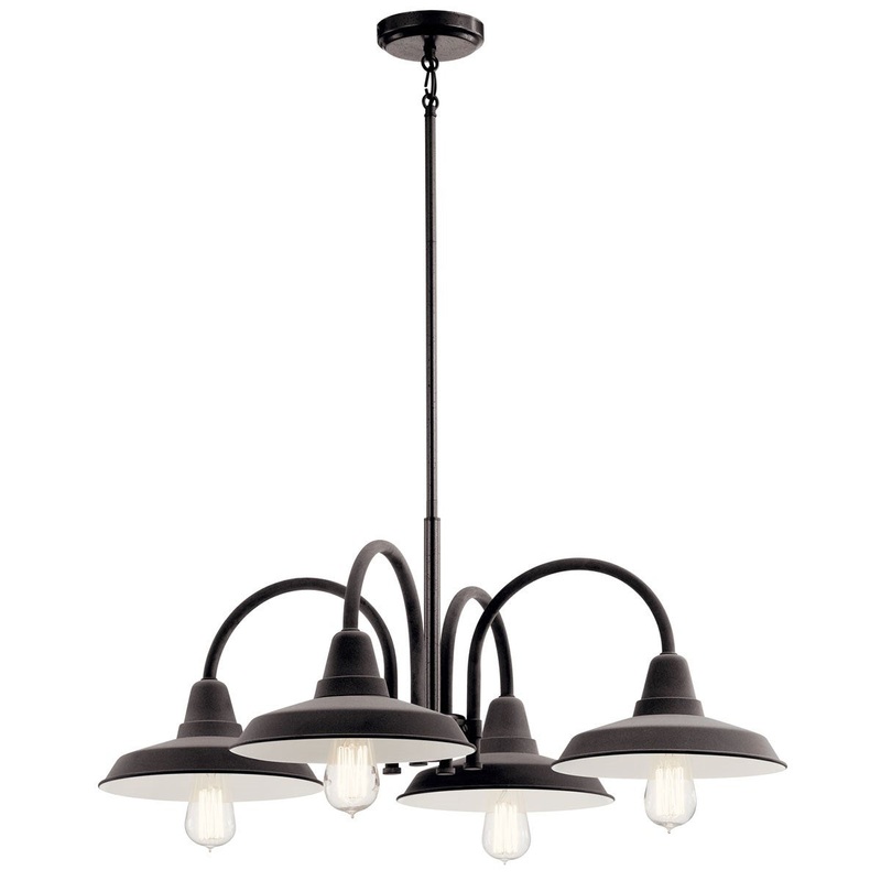 Kichler 52407WZC Four Light Chandelier, Weathered Zinc