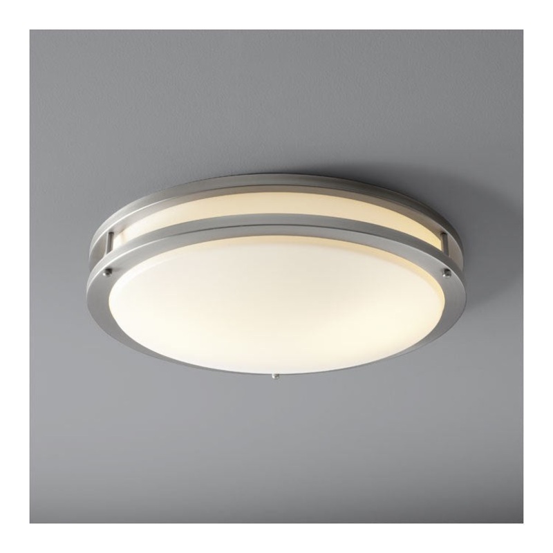 Oracle Two-Light LED Flush Mount Ceiling Fixture – Satin Nickel