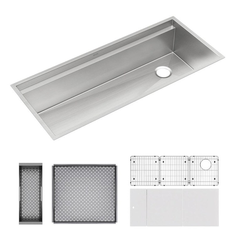 Sink Kit Circuit Chef 45-1/2 x 20-1/2 Inch 1 Bowl Stainless Steel/White Undermount