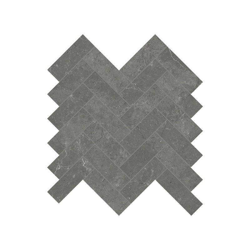 1.25″ x 4″ Stark Carbon Herringbone Polished Marble Mosaic 1 Sheet = .89 Sqft