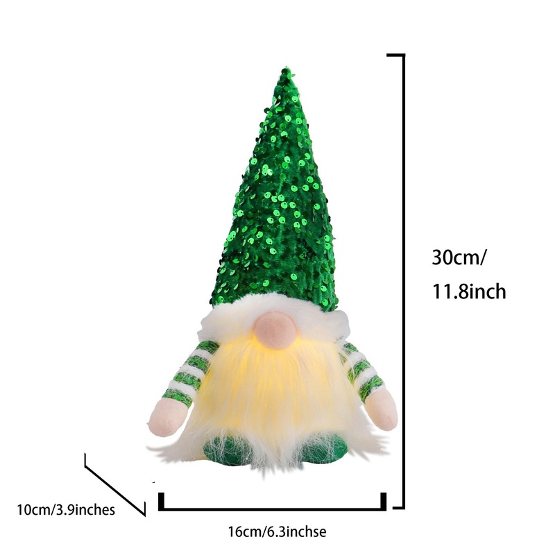 2 Pcs Green Charming Light-Up Christmas Gnome – Festive Nordic Plush Holiday Decoration