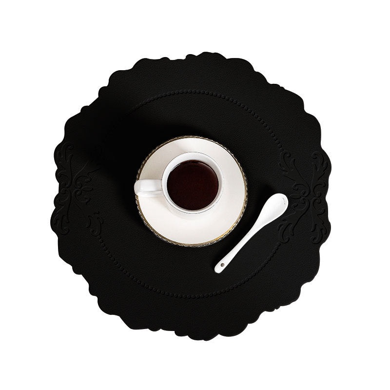 4 pcs Retro Faux Leather Placemat – Waterproof & Oil-Proof Dining Table Mat (Black)