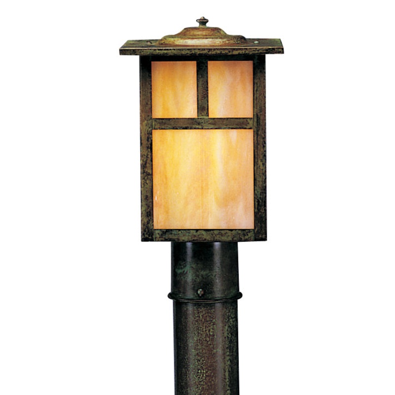 Arroyo MP-7TGW-VP Mission One Light Outdoor Post Lamp Verdigris Patina