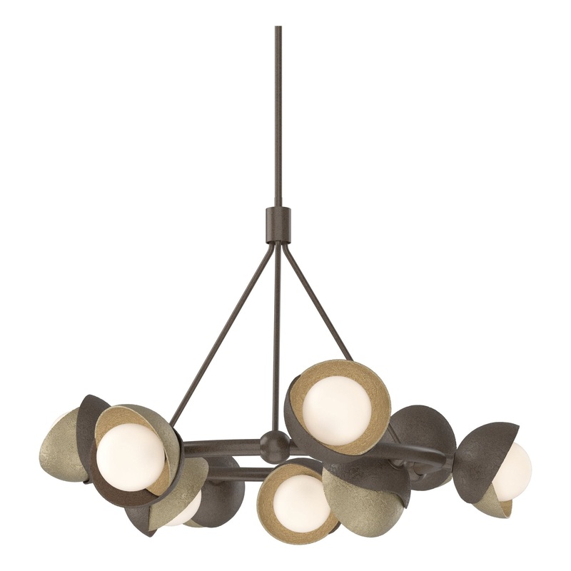 Brooklyn 9-Light Double Shade Ring Pendant Bronze Soft Gold