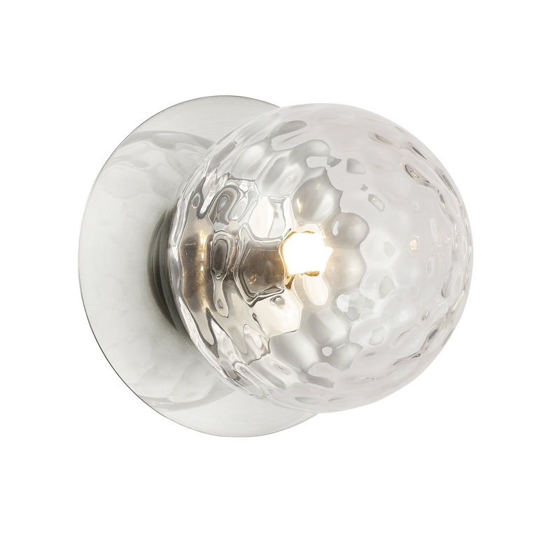 Burlat 1-Light Wall Sconce Polished Chrome with Clear Hammered Glass