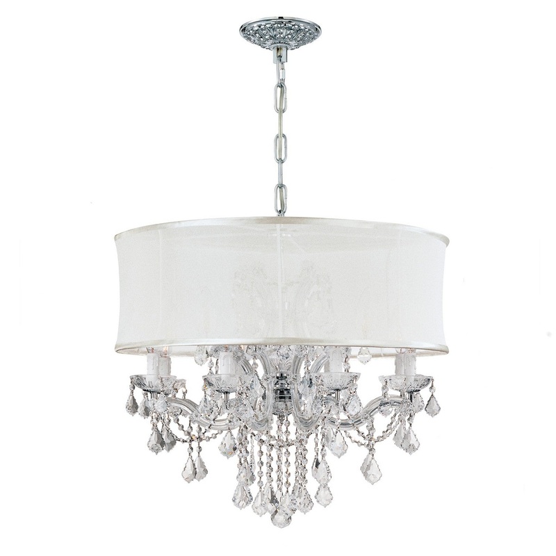 Crystorama 4489-CH-SMW-CLM Brentwood 12 Light Chandelier Polished Chrome