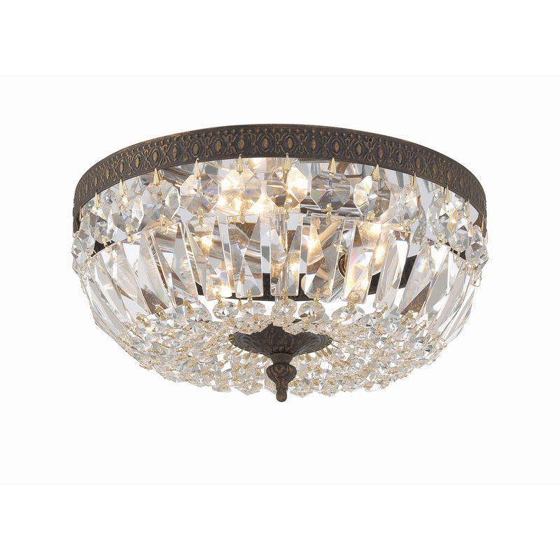 Crystorama 712-EB-CL-S Ceiling Mount Three Light Flush Mount English Bronze
