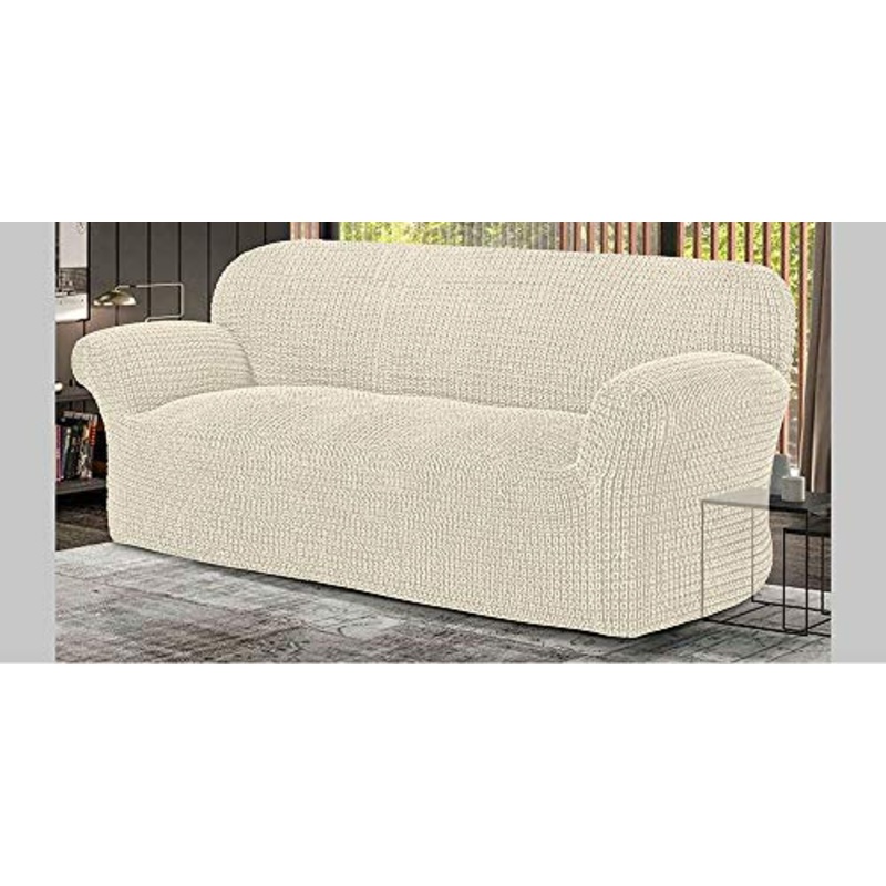 la biancheria di casa Curly copridivano bielastico (Copridivano 3 posti, Naturale)