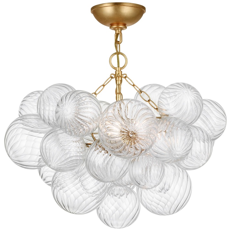 LED Semi-Flush Mount from the Talia Collection in Gild And Clear Swirled Glass Finish by Visual Comfort Signature