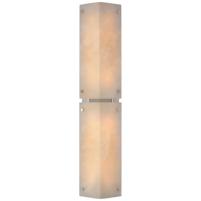 LED Wall Sconce from the Clayton Collection in Alabaster and Polished Nickel Finish by Visual Comfort Signature