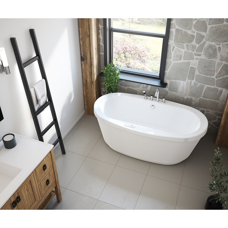 MAAX 105359-055-001-107 Jazz F 66 x 36 Acrylic Freestanding Center Drain Aerofeel Bathtub in White with White Skirt