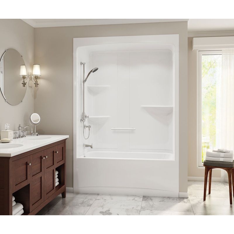MAAX 105916-R-000-001 Camelia TSR-6032 Acrylic Alcove Right-Hand Drain One-Piece Tub Shower in White