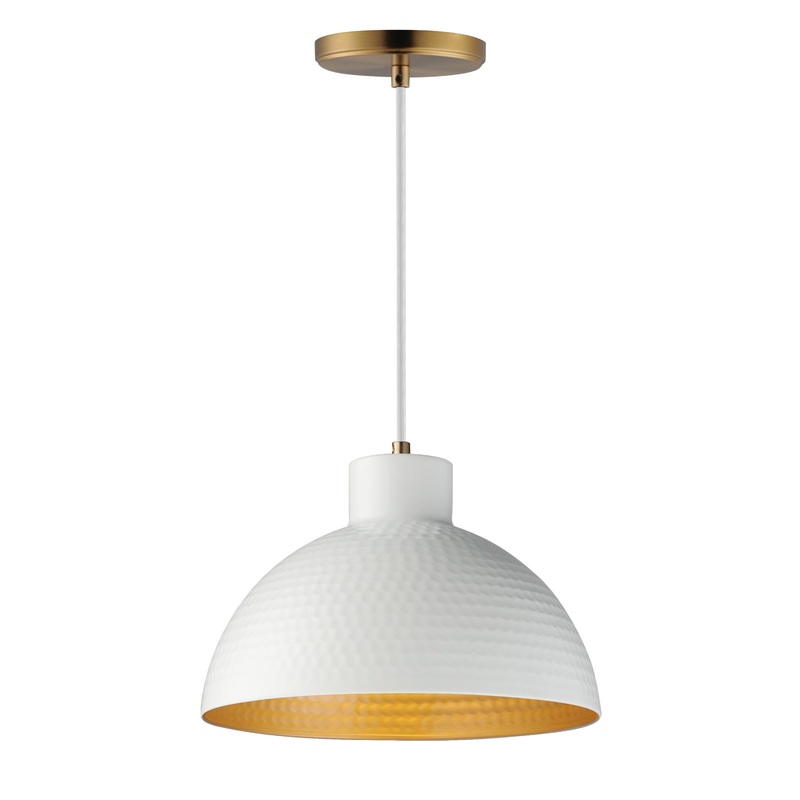 Rockport 12″ 1-Light Pendant White/Natural Aged Brass