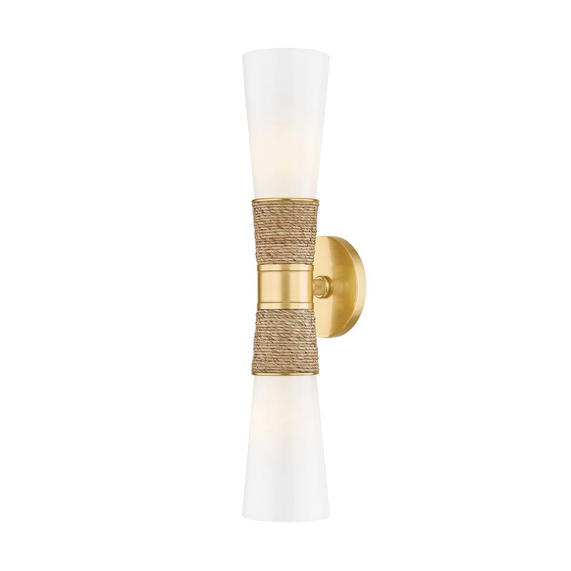 Two Light Wall Sconce from the Mica Collection in Aged Brass Finish by Mitzi
