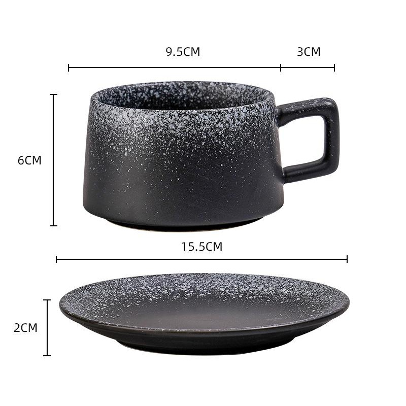 Vintage Ceramic Coffee Cup and Saucer Set – Elegant Afternoon Tea Set(Snow)