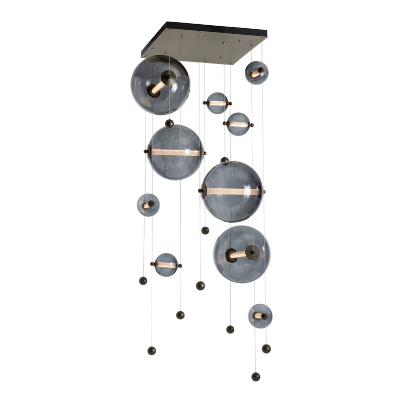 Abacus 10-Light Square LED Pendant Oil Rubbed Bronze Cool Grey Glass (YL)