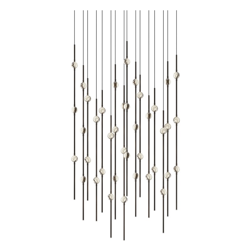 Aries 24″ Square LED Pendant Espresso Black with Clear Faceted Acrylic 2200K 20′ Adjustable Cord