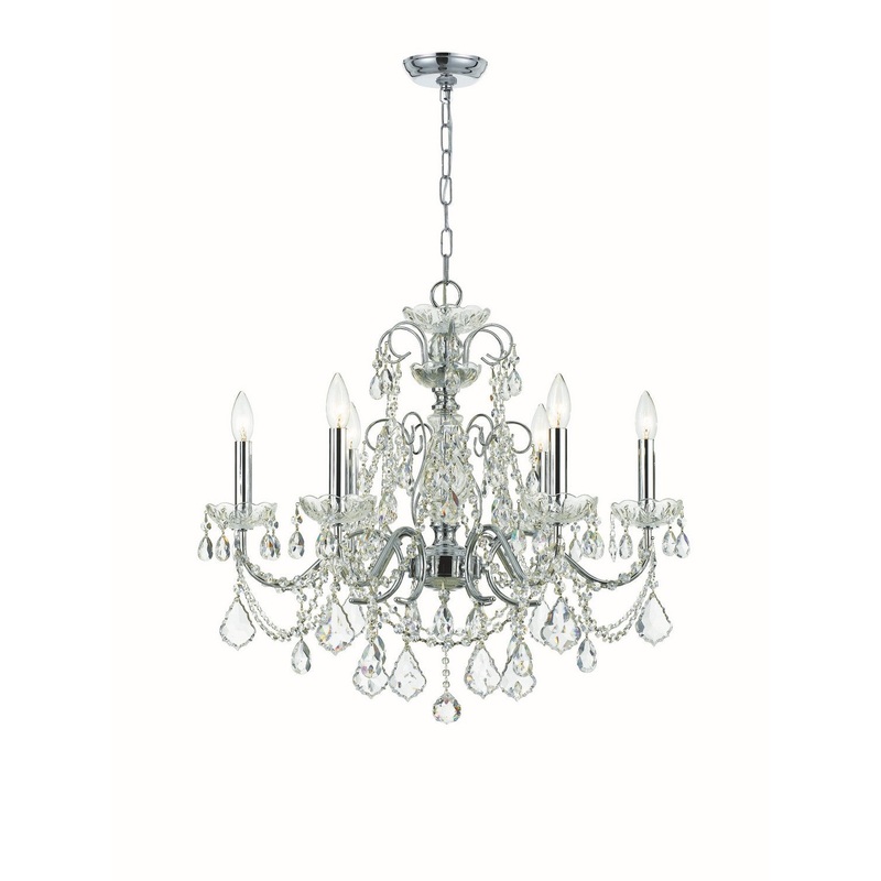 Crystorama 3226-CH-CL-S Imperial Six Light Chandelier Polished Chrome