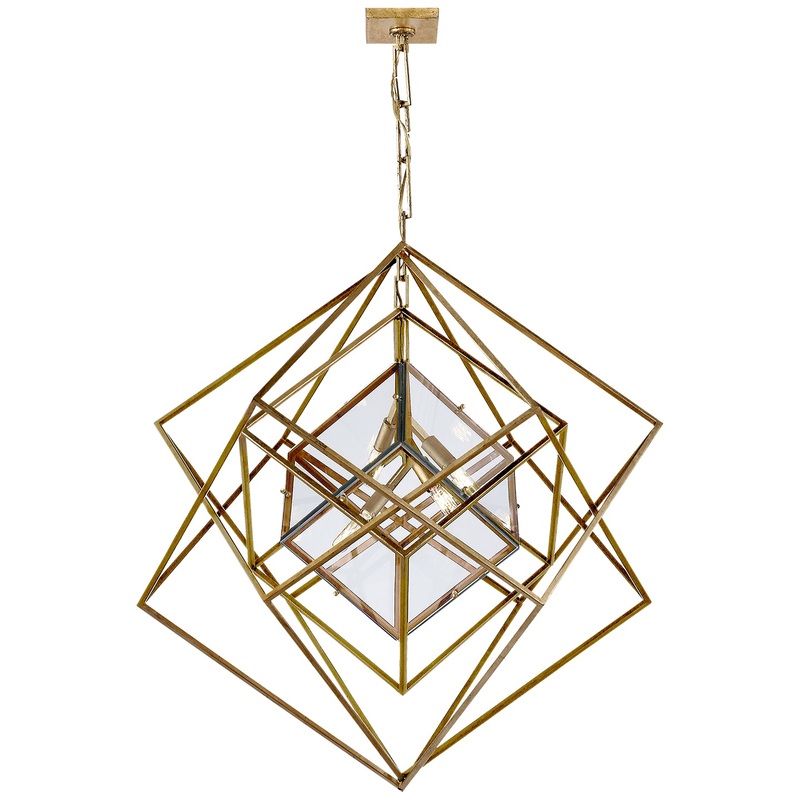 Four Light Chandelier from the Cubist Collection in Gild Finish by Visual Comfort Signature