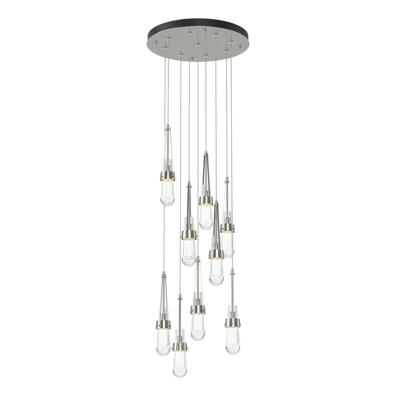 Link 9-Light Clear Glass Pendant Sterling