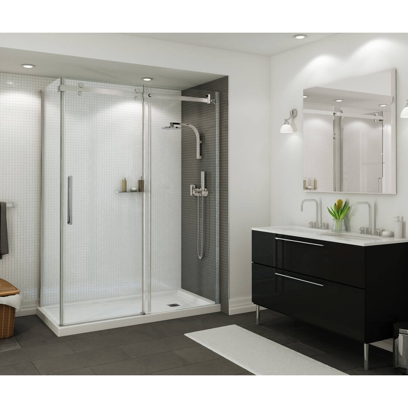 MAAX 420006-503-001-101 B3Square 6036 Acrylic Corner Right Shower Base in White with Center Drain