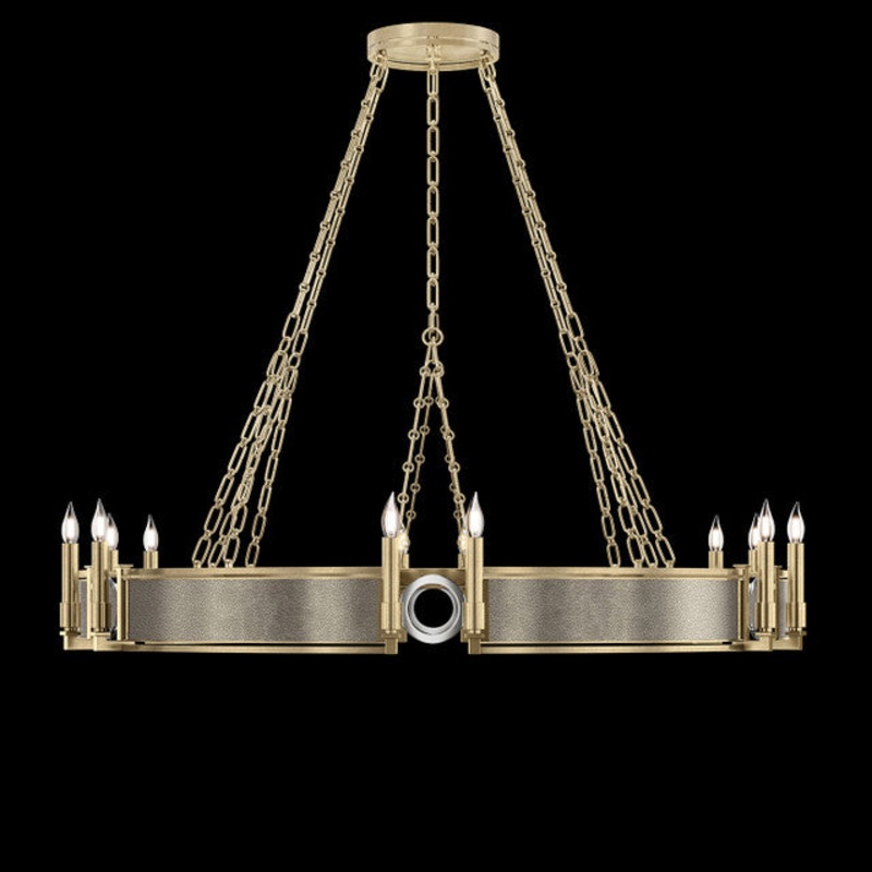 Mirage 49.75″W Round Chandelier Soft Gold Leaf/Nickel/Coco