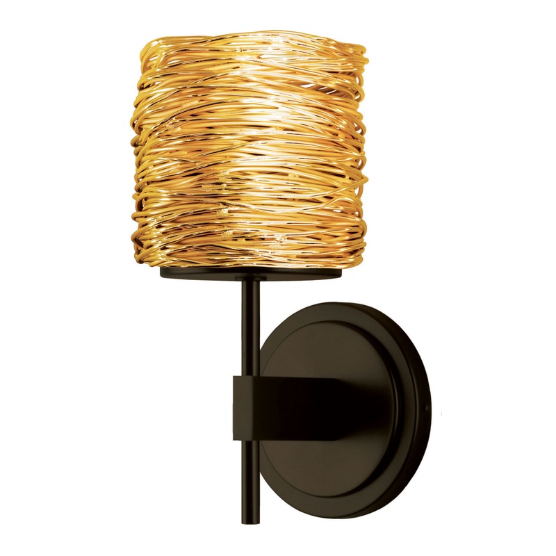 One Light Wall Sconce from the Short Coil Collection in Bronze Finish by Stone Lighting