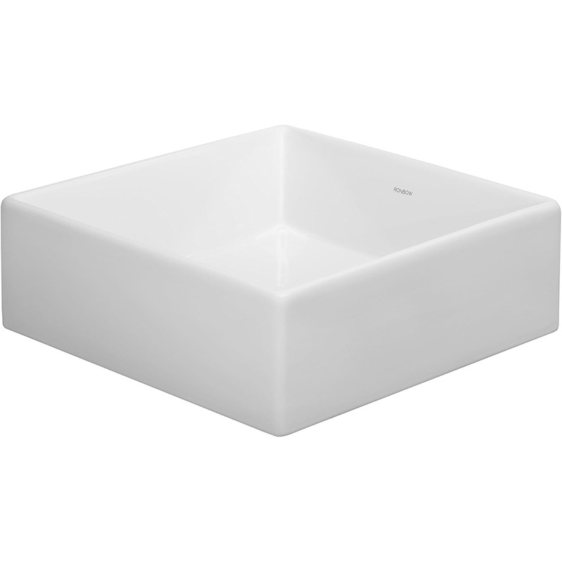 Ronbow 200034-WH Square Tapered Ceramic Vessel Bathroom Sink (Showroom Display for Sale)