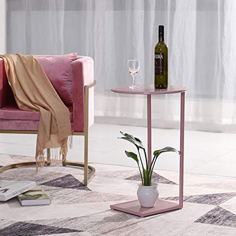 Yyqx Comodino Lato Nordic Light Luxury, Comodino in Ferro battuto con Comodino in Ferro battuto Comodini Letto (Color : Pink Iron Art)