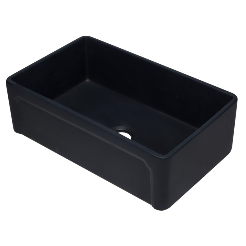 ALFI brand AB3320SB-BM 33 inch Black Reversible Single Fireclay Farmhouse Kitchen Sink