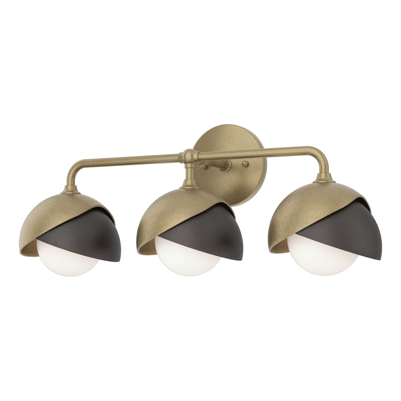 Brooklyn 3-Light Double Shade Bath Sconce Soft Gold Oil Rubbed Bronze