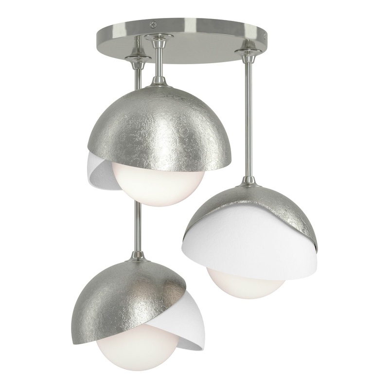 Brooklyn 3-Light Double Shade Semi-Flush Sterling White
