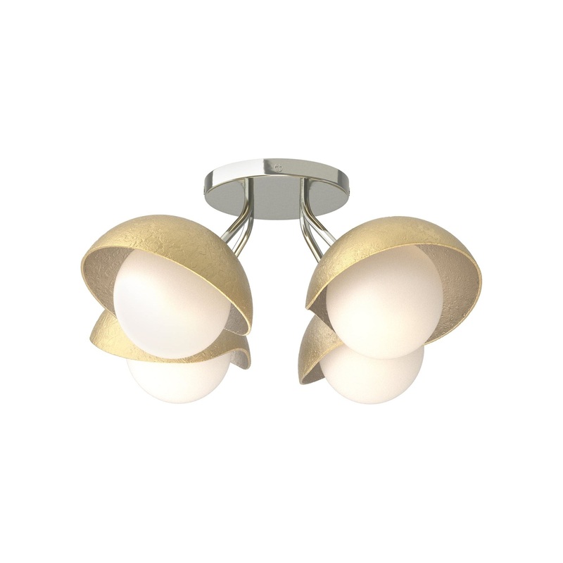 Brooklyn 4-Light Single Shade Semi-Flush Sterling Modern Brass